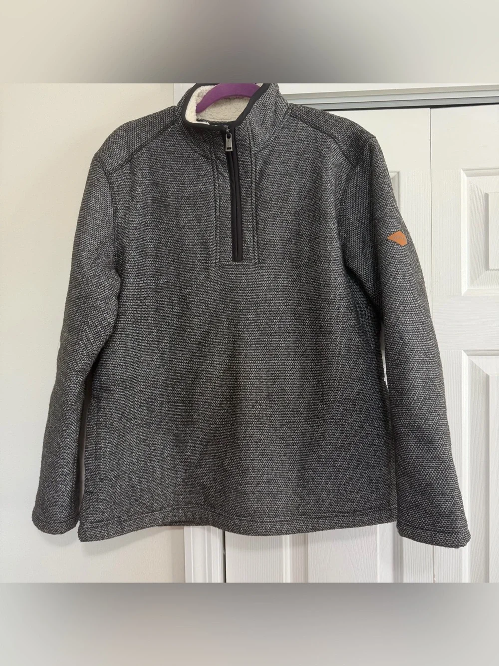 Orvis Black Gray 1/4 Zip Pullover Sherpa Lined Size Medium